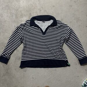 Talbots Navy and White Striped Sweater